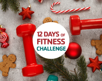 12 days of fitness banner with Christmas theme 