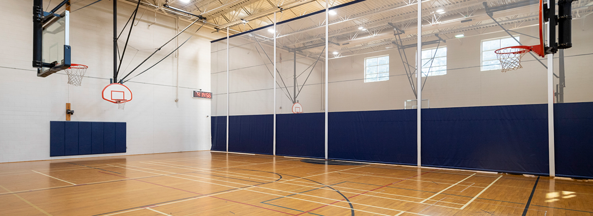 Gymnasium with basketball hoops